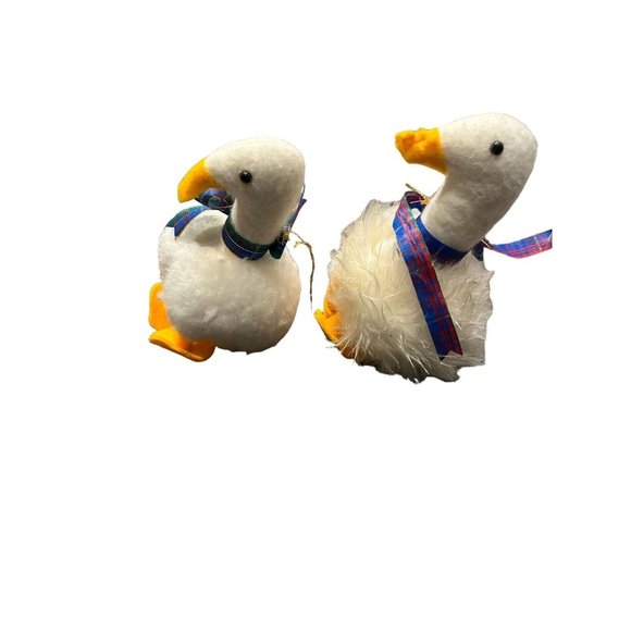 Lot Of 2 Plush Easter Duck Christmas Ornaments 5 inches tall - Picture 1 of 9